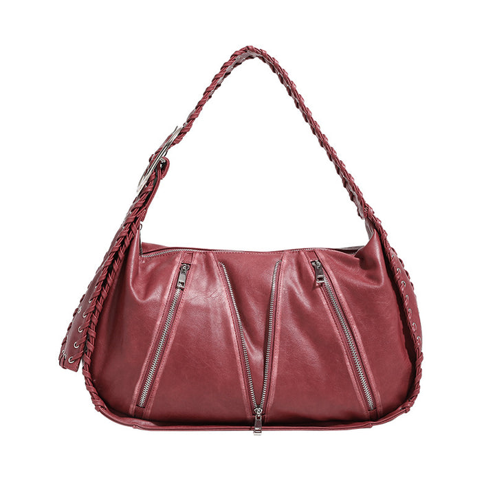 Damen Hobo-Tasche aus weichem Kunstleder mit geflochtenem Schulterriemen Nord Taschen