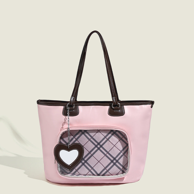 Damen Shopper-Tasche mit einzigartigem Herzmotiv und durchsichtiger Front Nord Taschen