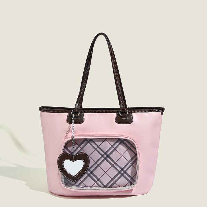 Damen Shopper-Tasche mit einzigartigem Herzmotiv und durchsichtiger Front Nord Taschen