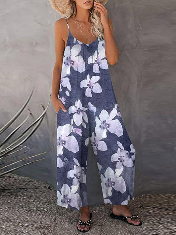 Damen lässiger Jumpsuit mit zartem Muster