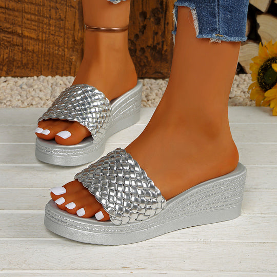 Damen Wedge-Sandalen mit geflochtenem Riemen und ergonomischer Sohle