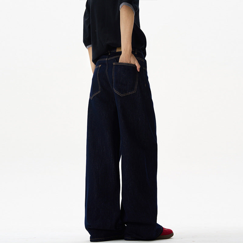 Damen Fließende Oversize-Denim-Palazzohose mit hohem Bund und langen Saumfalten Nord Taschen