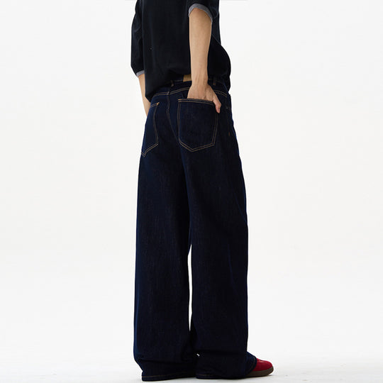 Damen Fließende Oversize-Denim-Palazzohose mit hohem Bund und langen Saumfalten Nord Taschen