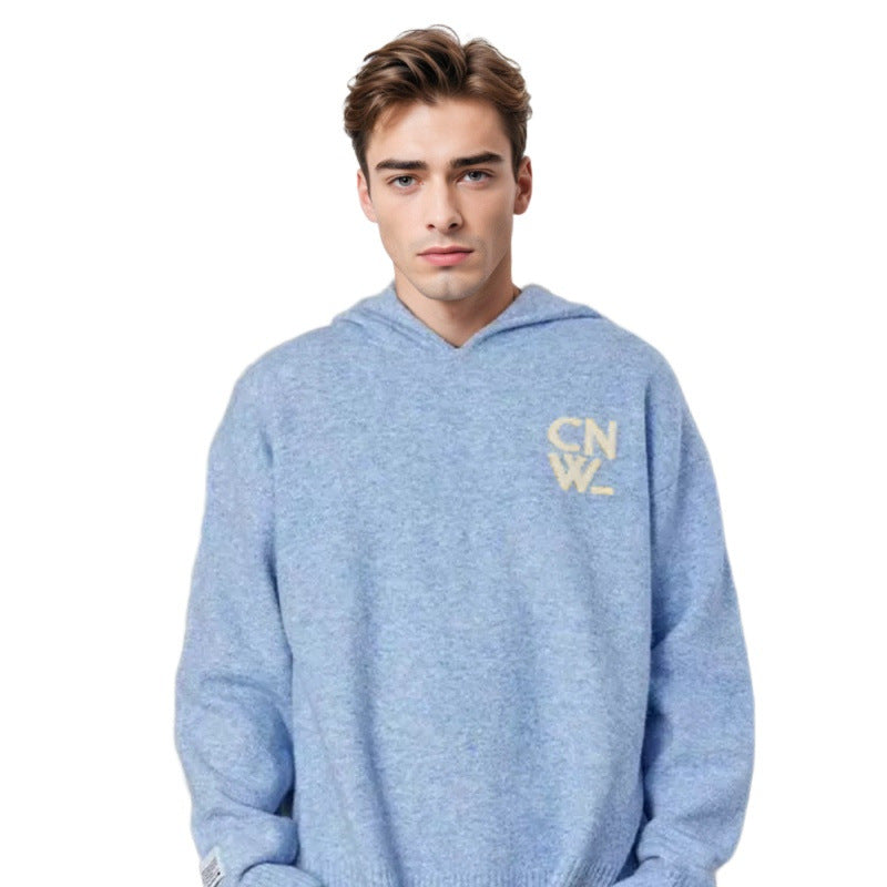 Unisex Oversized Kapuzenpullover mit V-Ausschnitt aus Feinstrick und Logo-Stick Nord Taschen