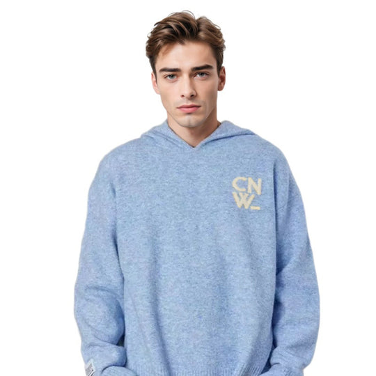 Unisex Oversized Kapuzenpullover mit V-Ausschnitt aus Feinstrick und Logo-Stick Nord Taschen