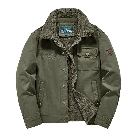 Men's  rugged sherpa-lined canvas chore jacket with stand collar and button-flap chest pocket Nord Taschen