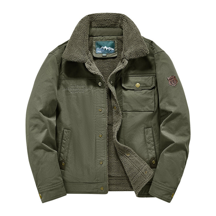 Men's  rugged sherpa-lined canvas chore jacket with stand collar and button-flap chest pocket Nord Taschen