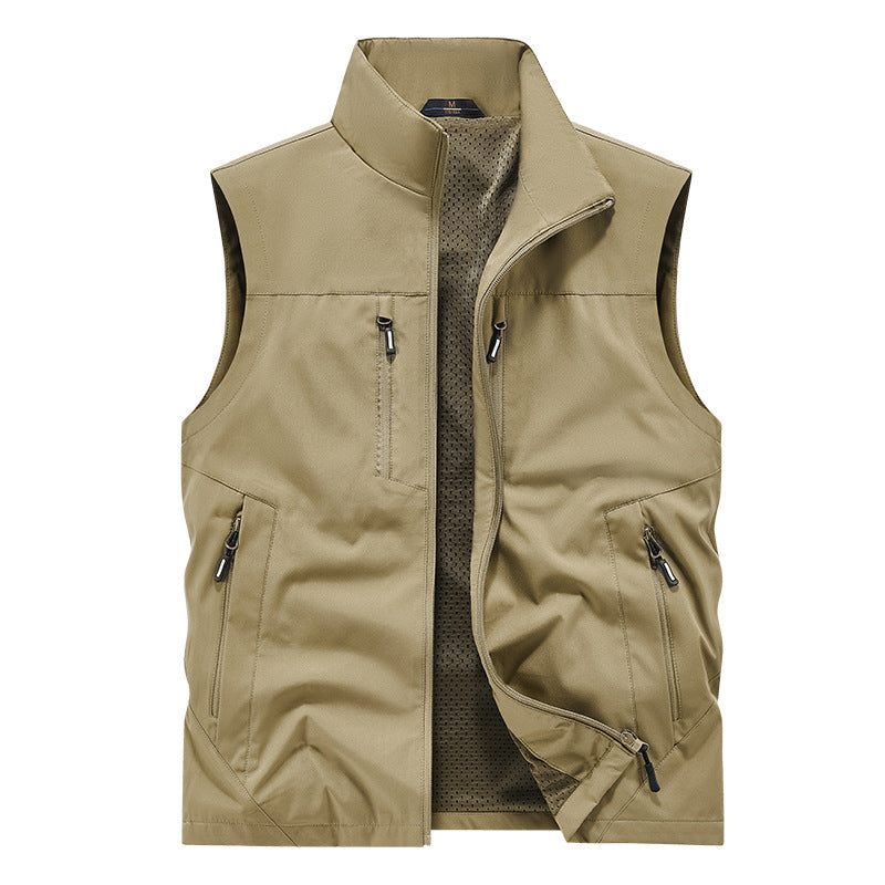 Herren Wasserabweisende Utility‑Weste mit mehreren Reißverschlusstaschen & hohem Stehkragen Nord Taschen