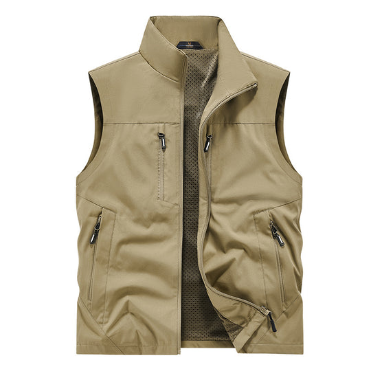 Herren Wasserabweisende Utility‑Weste mit mehreren Reißverschlusstaschen & hohem Stehkragen Nord Taschen