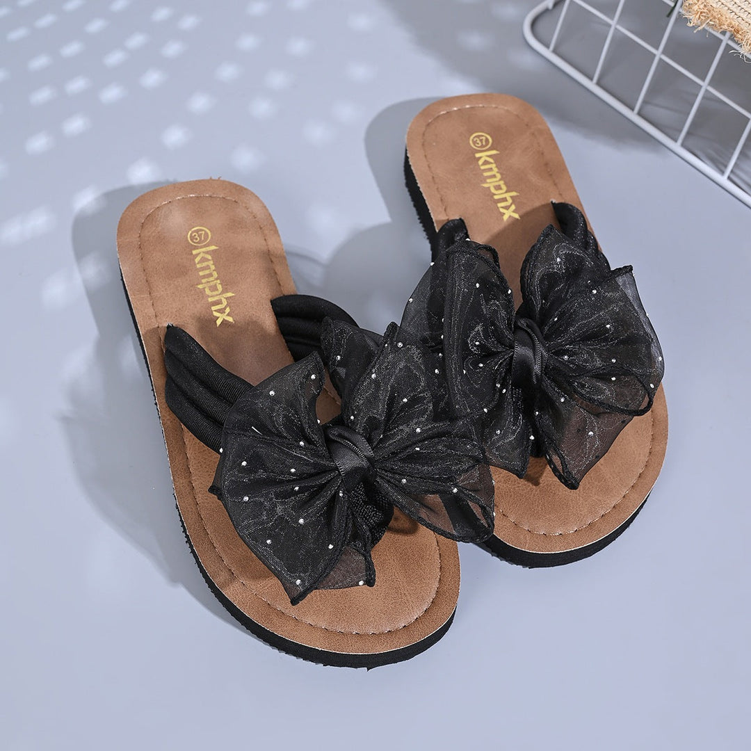 Damen Flip-Flop Sandalen mit dekorativem Schleifen-Design