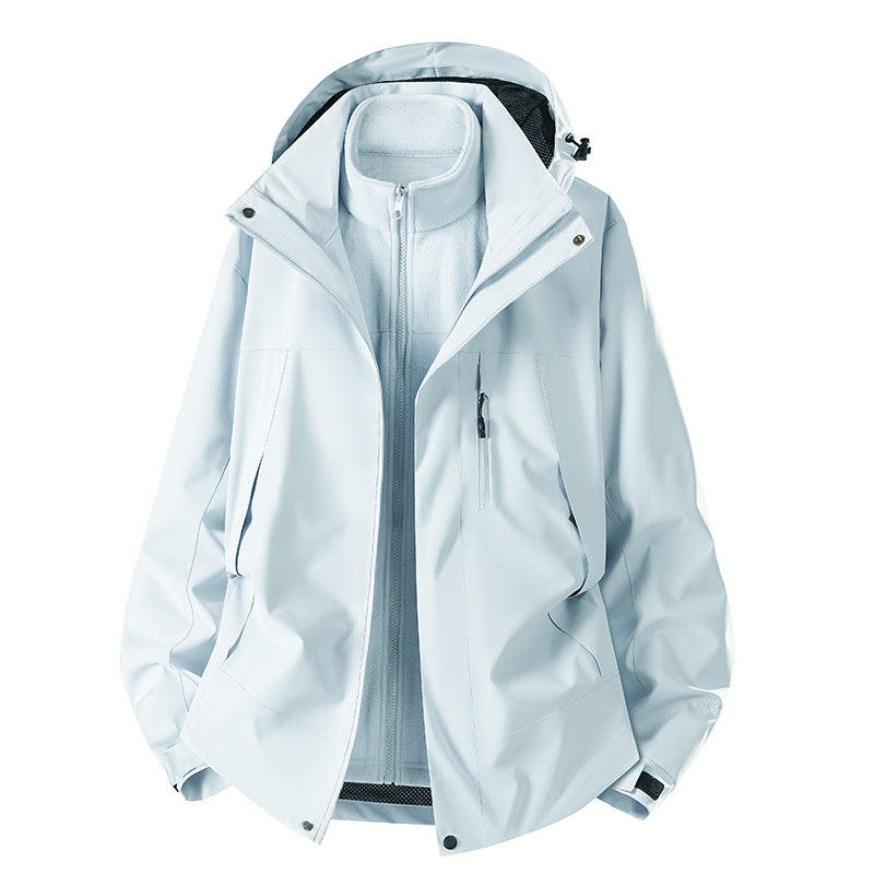 Herren zweiteilige Softshelljacke mit herausnehmbarer Fleece-Innenjacke, verstellbarer Kapuze und wasserabweisender Membran Nord Taschen