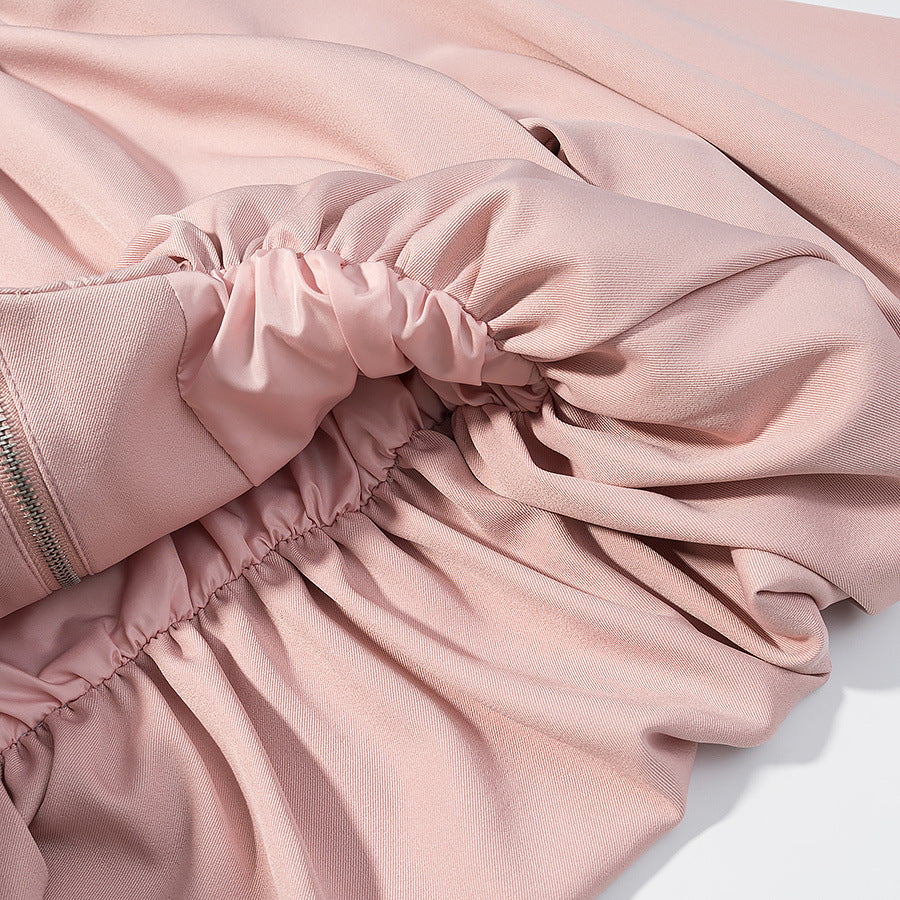 Damen Kurzblouson mit Kellerfalten, Reißverschluss und Ballonärmeln Nord Taschen