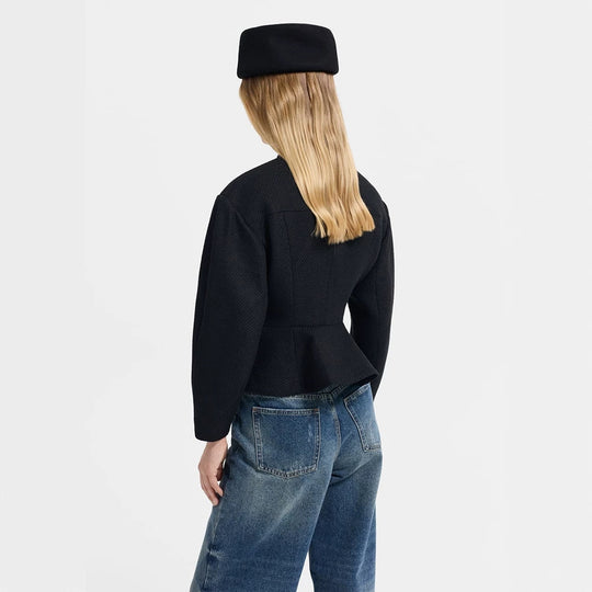 Damen Taillierte Jacke mit Peplum-Saum, strukturierter Webqualität und Zierknöpfen Nord Taschen
