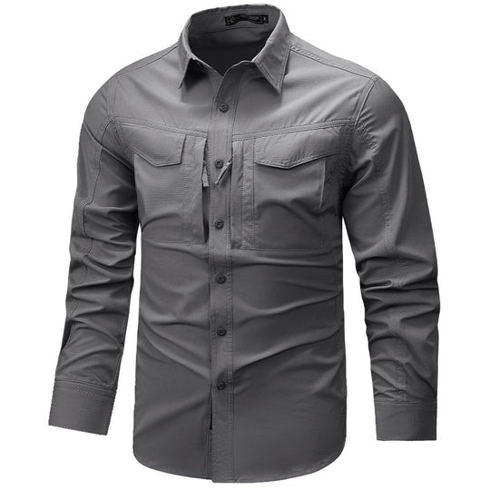 Herren Langarm Outdoor-Hemd mit Ripstop, Brustklappen und Reißverschlusstasche Nord Taschen