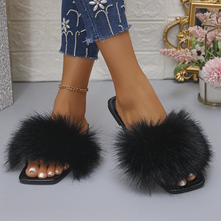 Damen Flausche Pantoletten