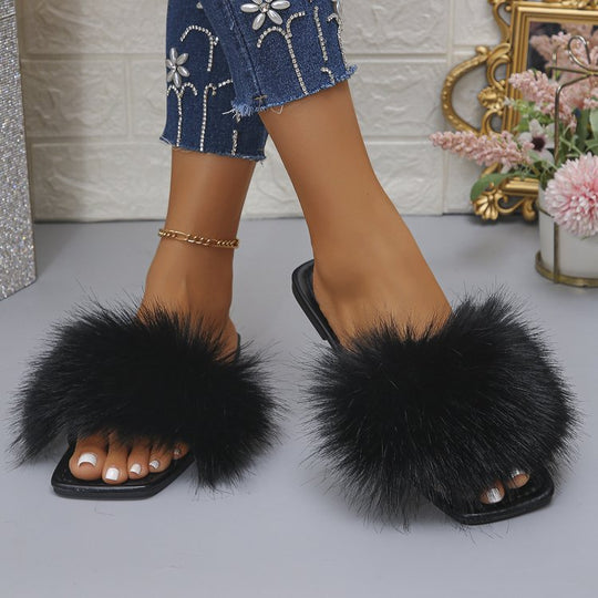 Damen Flausche Pantoletten