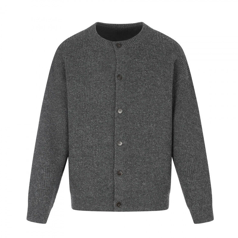 Unisex Boxy-Strickjacke mit Rundhalsausschnitt, durchgehender Knopfleiste und feiner Waffelstruktur Nord Taschen