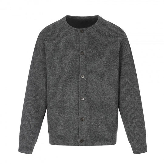 Unisex Boxy-Strickjacke mit Rundhalsausschnitt, durchgehender Knopfleiste und feiner Waffelstruktur Nord Taschen