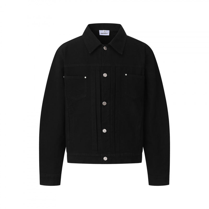 Unisex Boxy-Denimjacke im Worker‑Look mit Metallknopfleiste und Brusttaschen Nord Taschen