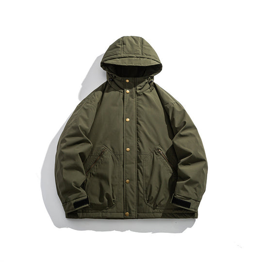 Herren Kurz geschnittener wetterfester Hybrid-Parka mit Kapuze, Druckknopfblende und schrägen Reißverschlusstaschen Nord Taschen