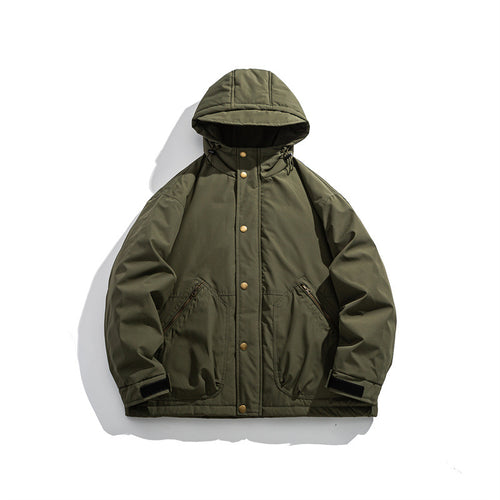 Herren Kurz geschnittener wetterfester Hybrid-Parka mit Kapuze, Druckknopfblende und schrägen Reißverschlusstaschen Nord Taschen