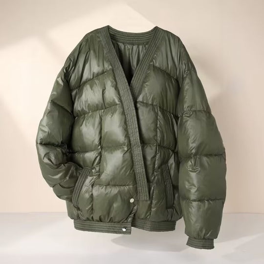 Damen Oversize Steppjacke mit Kimonoöffnung und gerippten Abschlüssen Nord Taschen