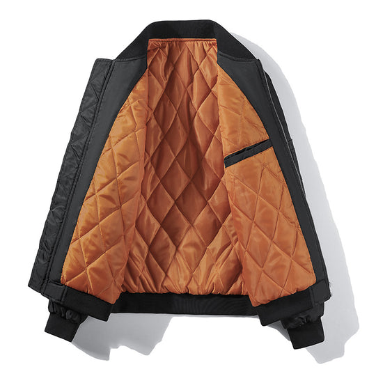Herren Bomberjacke im Fliegerlook mit kontrastierender Innenfütterung, Ärmel‑Utilitytasche und elastischen Rippbündchen Nord Taschen