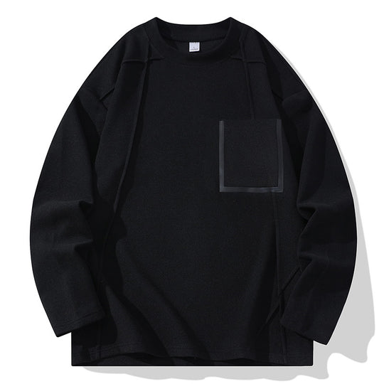 Herren Oversize-Langarmshirt aus strukturierter Baumwollmischung mit Brusttaschen-Detail Nord Taschen