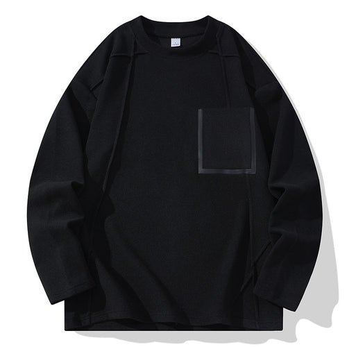 Herren Oversize-Langarmshirt aus strukturierter Baumwollmischung mit Brusttaschen-Detail Nord Taschen