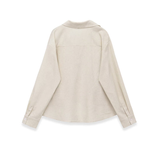 Damen Oversized-Bluse mit tiefem V-Ausschnitt und tailliertem Drapierungseinsatz Nord Taschen