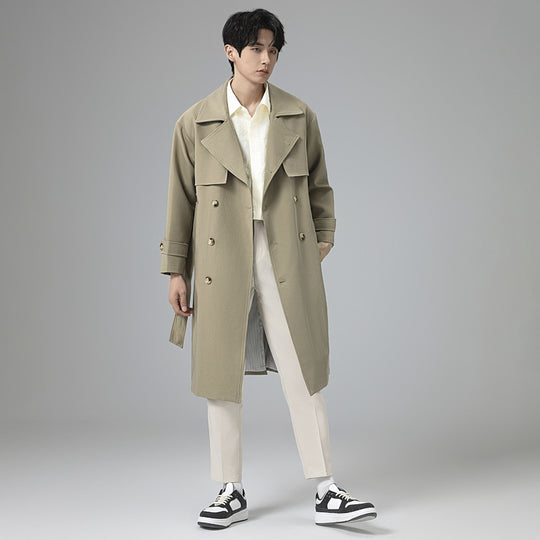 Herren Oversized Doppelreihiger Wollmix-Trenchcoat mit Schalkragen und Überschlagblende Nord Taschen