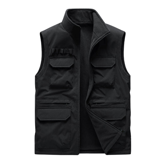 Herren Outdoor-Utilityweste mit acht Multifunktionstaschen, robustem Baumwollmix und Windschutzkragen Nord Taschen