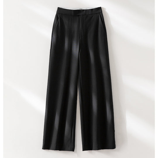 Damen Hochtaillierte weite Palazzo-Hose aus fließendem Satin mit Bügelfalte Nord Taschen