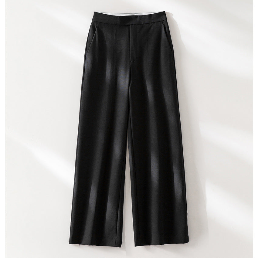 Damen Weite High‑Waist-Hose in Satin‑Optik mit Bügelfalte und seitlichen Eingrifftaschen Nord Taschen