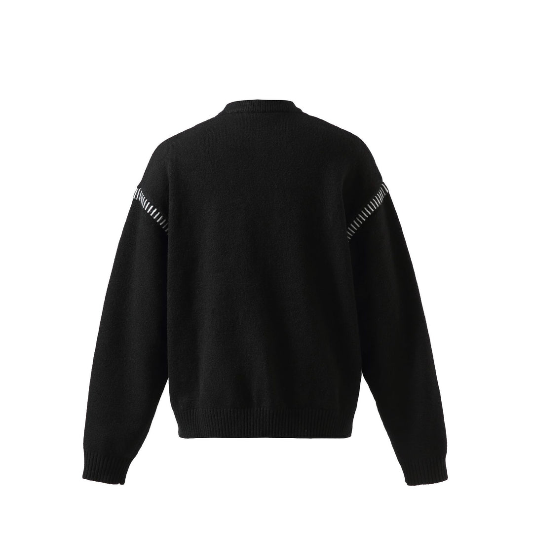 Damen Weicher Oversize Wollmix-Pullover mit Rundhalsausschnitt und dekorativer Schulternaht Nord Taschen