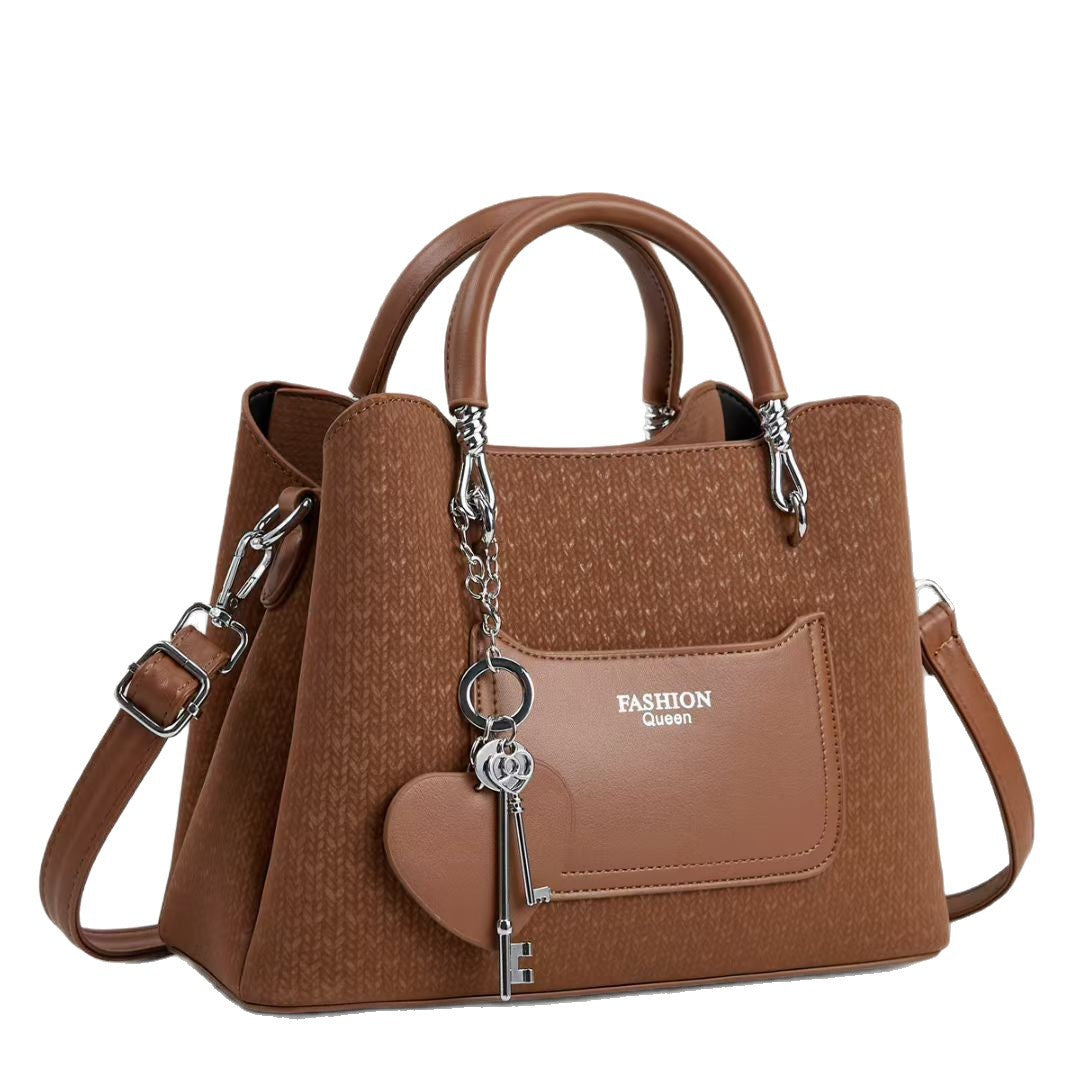 Damen Handtasche mit strukturiertem Obermaterial und abnehmbarem Schlüsselanhänger Nord Taschen