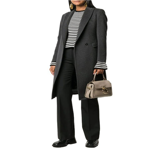 Damen Schlanker Tailoring-Longcoat mit Schalkragen, taillierter Nahtführung und verdeckter Knopfleiste Nord Taschen