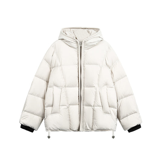 Damen Kurze Wattierte Kapuzenjacke mit Kordelzug und Reißverschluss Nord Taschen