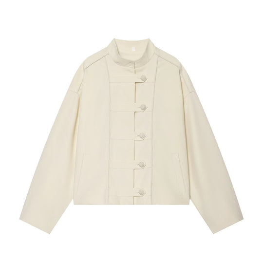 Damen Boxy-Jacke mit Stehkragen und dekorativer Knebelknopfleiste Nord Taschen