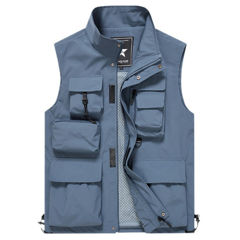 Herren Multitaschen-Outdoorweste mit D-Ring, Reißverschlusstaschen und abnehmbarem Taschenmodul Nord Taschen