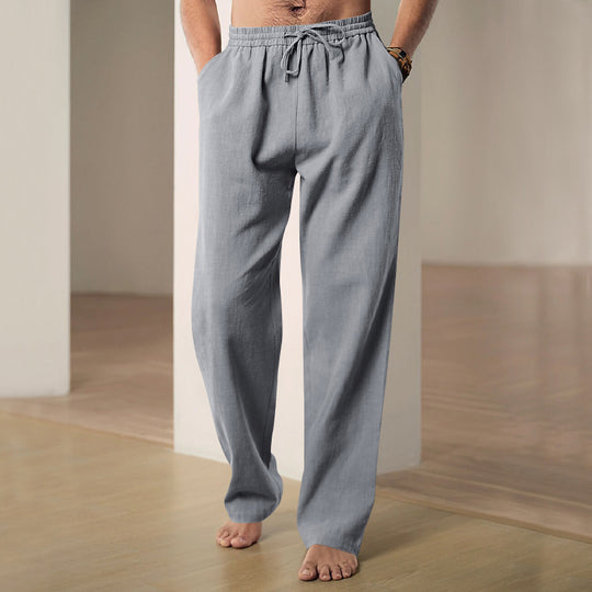 Herren komfortable Leinen-Loungehose mit extra weitem Bein, verstellbarem Kordelbund und atmungsaktiver Sommerqualität Nord Taschen