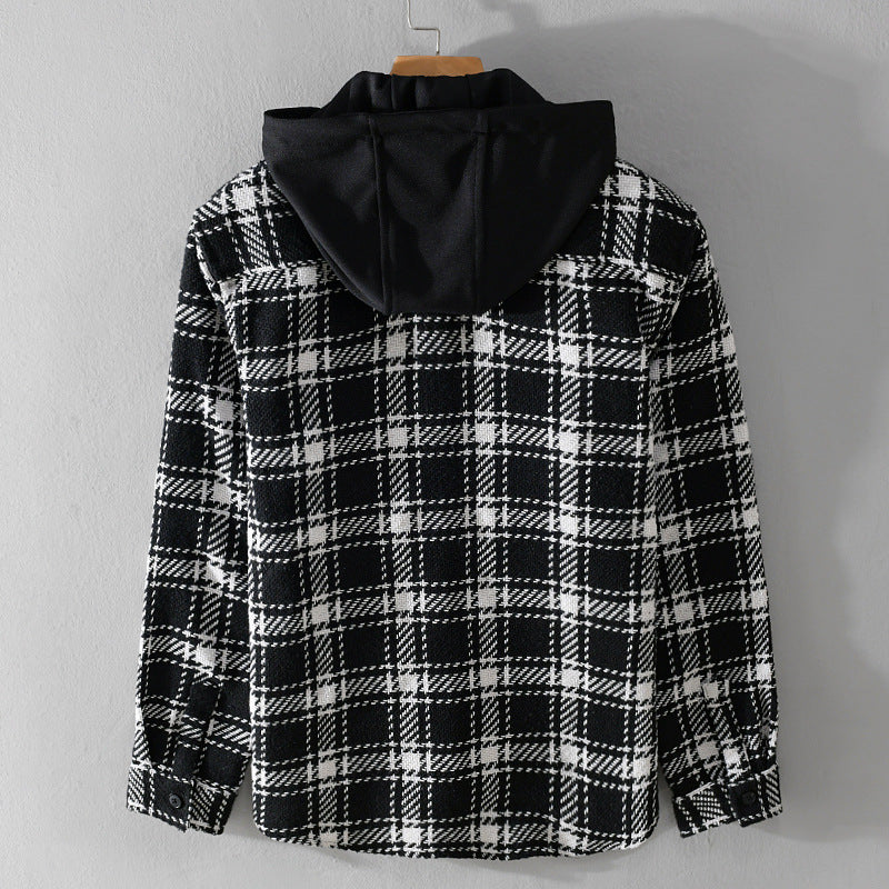 Herren Karierter Overshirt mit gesteppter Kapuze und Thermofutter Nord Taschen