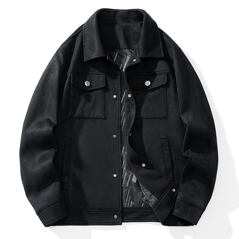 Herren Wildlederoptik Truckerjacke mit gesteppter Innenfütterung und Pattentaschen Nord Taschen