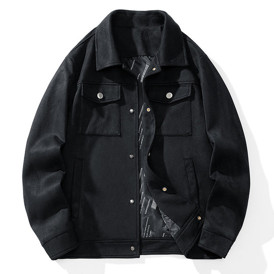 Herren Wildlederoptik Truckerjacke mit gesteppter Innenfütterung und Pattentaschen Nord Taschen