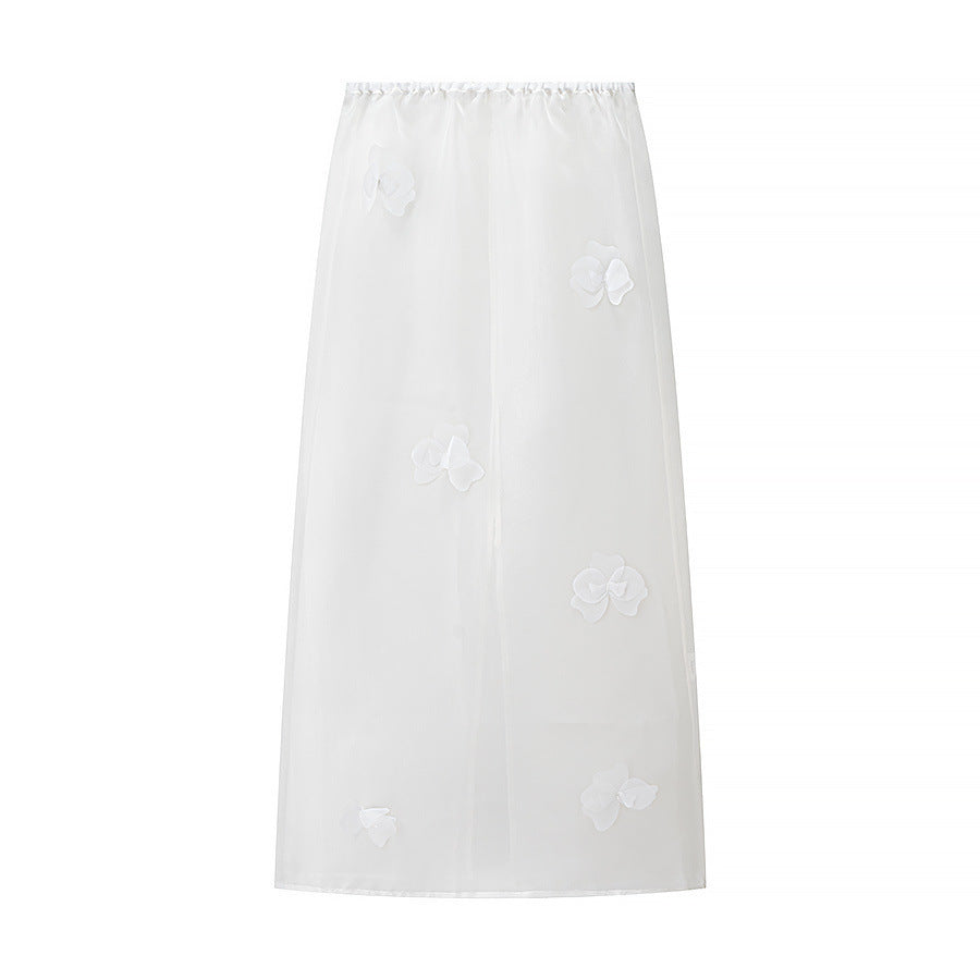 Damen Transparenter Organza-Unterrock mit elastischem Bund und 3D‑Blütenapplikation Nord Taschen