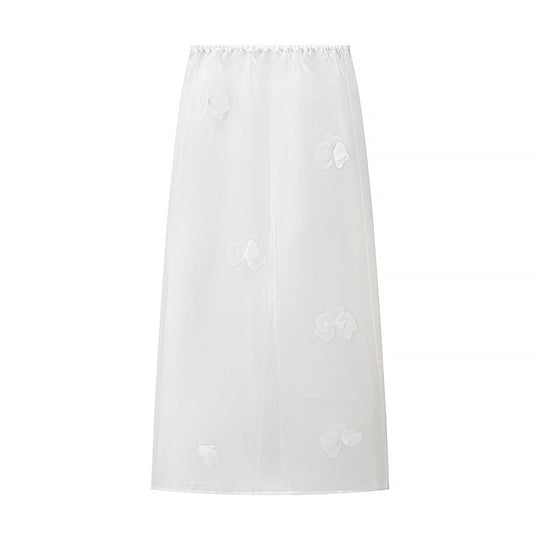 Damen Transparenter Organza-Unterrock mit elastischem Bund und 3D‑Blütenapplikation Nord Taschen