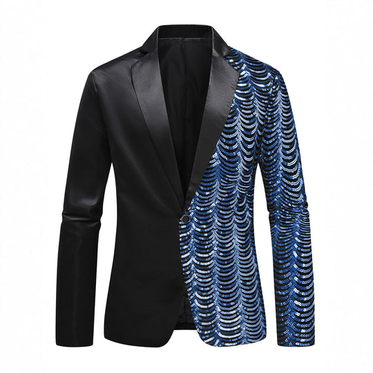 Herren Glamour-Smoking-Sakko mit halbseitigem Paillettenbesatz und Satinrevers Nord Taschen