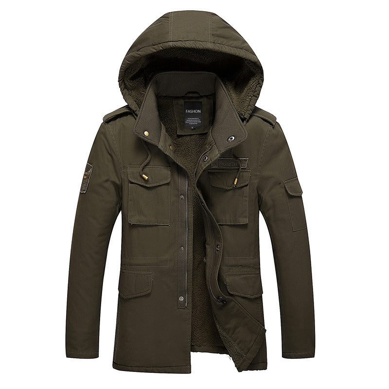 Herren Canvas-Fieldparka mit warmem Teddyfleece-Innenfutter, Kapuze und Mehrfach-Taschen Nord Taschen