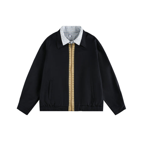 Unisex Boxy-Blousonjacke mit kontrastierender Reißverschlussleiste und kariertem Innenkragen Nord Taschen
