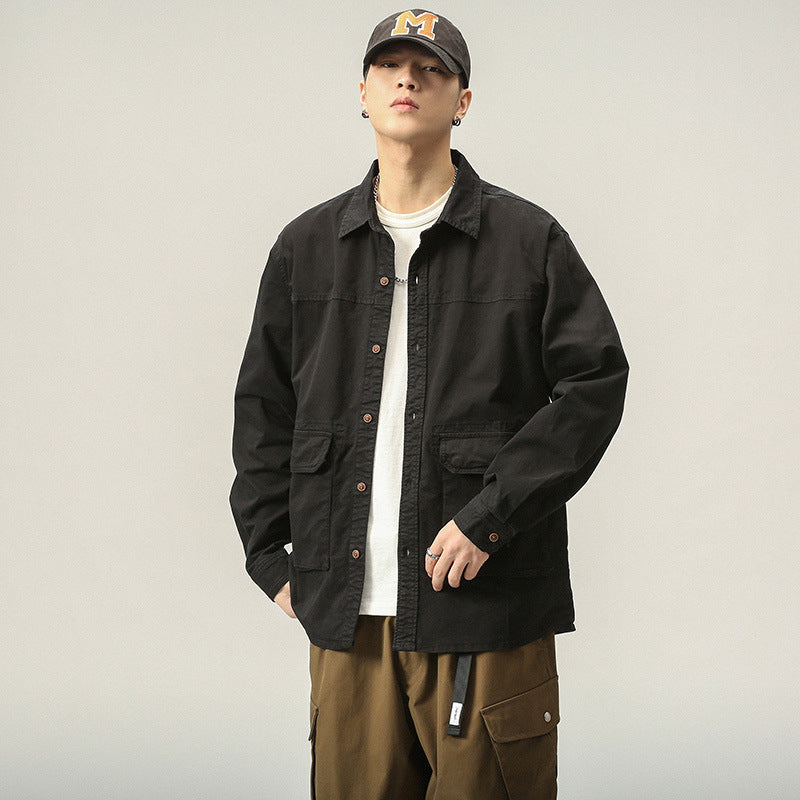 Herren Overshirt‑Fieldjacke im Utility‑Canvas mit großen Klapptaschen und Hemdkragen Nord Taschen